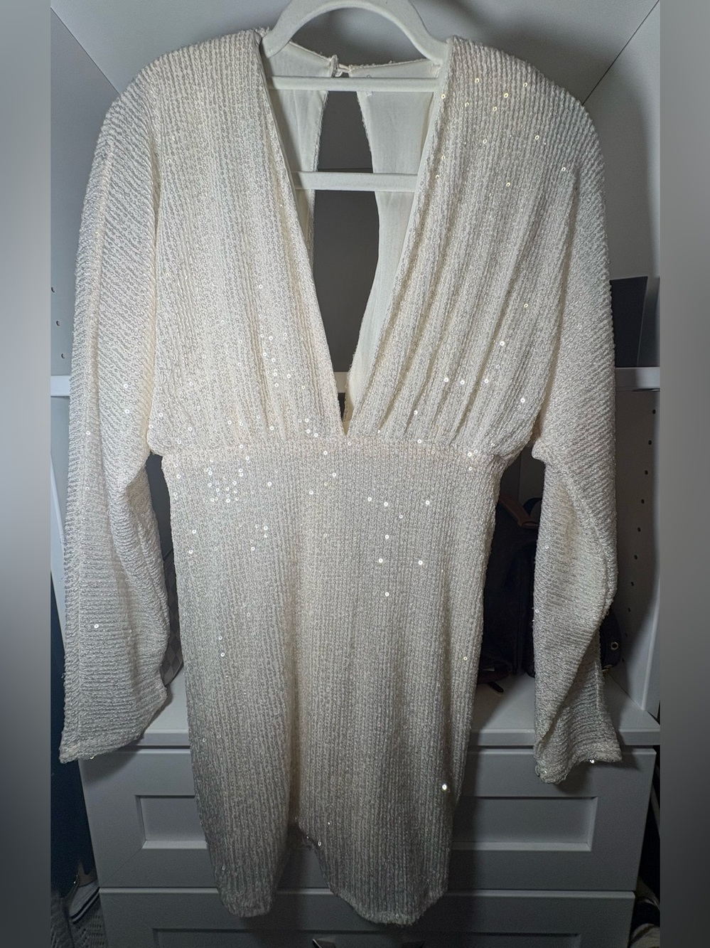 Ivory Sequin Knit mini dress